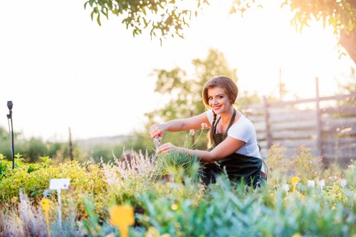 Satisfied customer in cleared garden