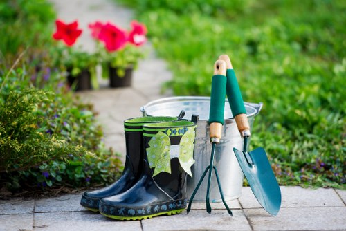Gardener preparing tools in a London back garden