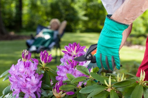 Training session for gardeners using powered equipment